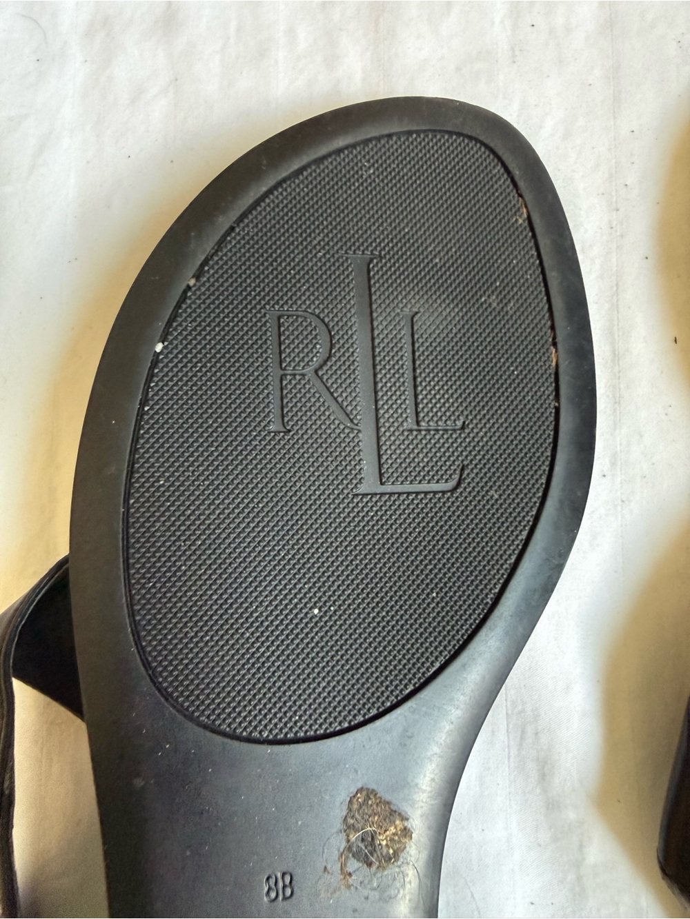 Ralph Lauren Black Leather “Parsi” T-Strap Sandals with Gold Accents - Picture 4 of 6